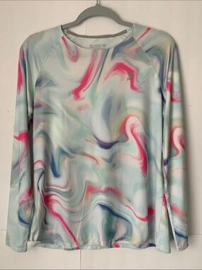 Reel Legends Marble-Effect Performance Top - Mint, Pink & Blue Size M